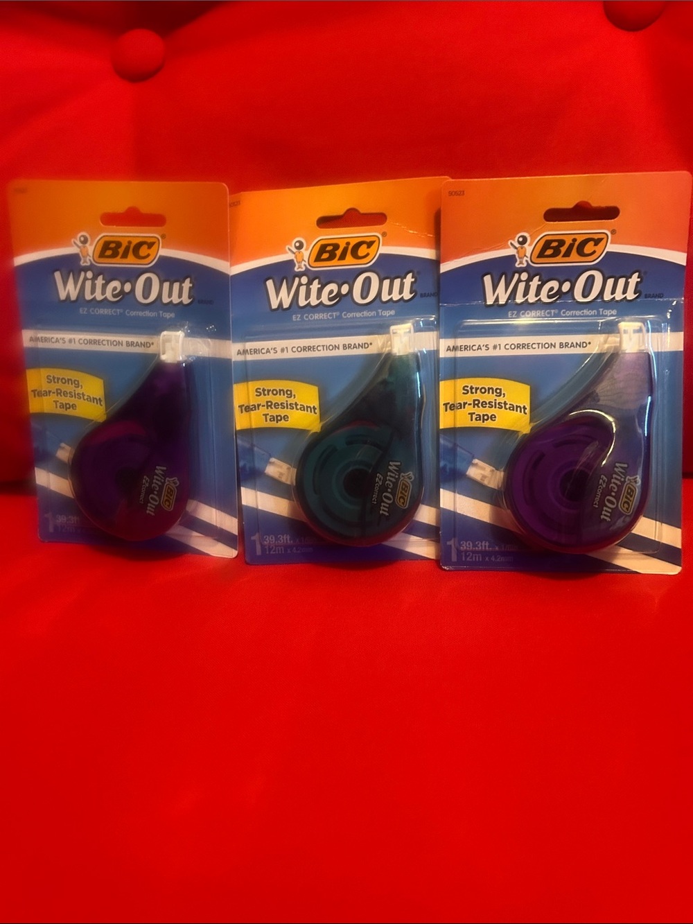 Wite-Out EZ Correct Correction Tape, Purple and Teal bundle of 3